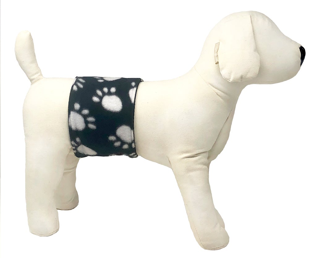 Cuddle Bands Belly Band for Male Dogs - Black Paw Print - Cuddle Bands